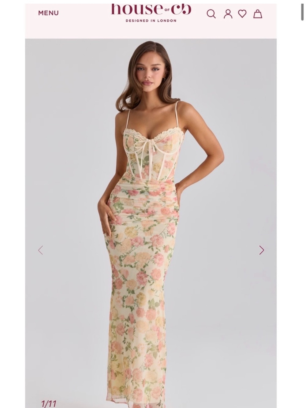 House of CB Cream Floral Lace Corset Slip Gown - Picture 1 of 16